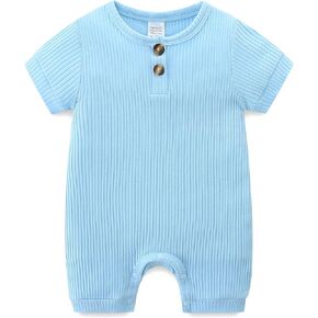 Baby Onesie Boy Girl Short Sleeves Pants Footless Solid Going Home Summer Clothes