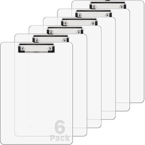 مجموعة ألواح بلاستيكية مكونة من 6 قطع، حافظة شفافة، حافظة بلاستيكية بلون شفاف، حافظة أكريليك مع مشبك منخفض المستوى، لوحات مشبك بلاستيكية شفافة، حجم حرف A4 قياسي 12.4 بوصة × 8.8 بوصة in Kuwait