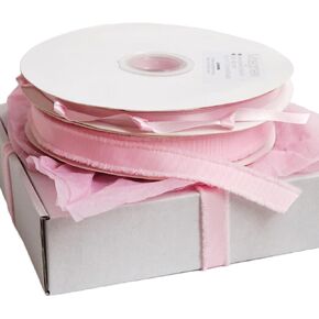 Pink Satin Ribbon 2 Rolls 150 Yards Light Pink Fabric Ribbon (1/4inch×100 Yards,5/8inch×50 Yards) for Gift Wrapping Flower Bouquet Bow Making Wedding Party Decorations in Saudi Arabia