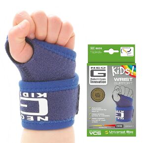 Neo-G Wrist Brace for Kids - Support For Juvenile Arthritis, Joint Pain, Hand Sprains, Strains, Sports, Gymnastics, Tennis - Adjustable Compression - Class 1 Medical Device - One Size - Blue