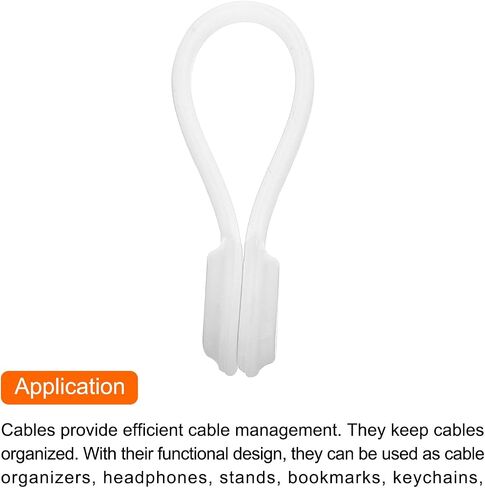 MECCANIXITY Magnetic Cable Clips 4.3 Inch x 0.6 Inch White Magnetic Cord Organizer Cable Ties Reusable Twist Ties for Home, Kitchen, Office, 10 Pcs in Saudi Arabia