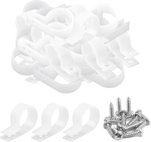 Keadic Cable Clamp 60 Pack Black Nylon R-Type Cord Fastener Clips Assortment Kit with 135 Pack Stainless Steel Screws, Great for Wire Management (3/4 inch, Black) in Saudi Arabia
