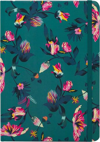 Beatrix & Luca College ruled bound notebook, 160 page lined journal, 5.8 x 8.3 inches, lay flat with bookmark and elastic band (teal pink floral) in Saudi Arabia