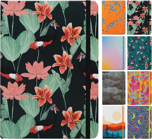 Beatrix & Luca College ruled bound notebook, 160 page lined journal, 5.8 x 8.3 inches, lay flat with bookmark and elastic band (teal pink floral) in Saudi Arabia