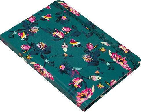 Beatrix & Luca College ruled bound notebook, 160 page lined journal, 5.8 x 8.3 inches, lay flat with bookmark and elastic band (teal pink floral) in Saudi Arabia