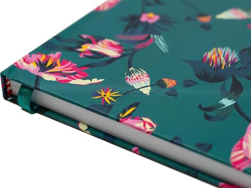Beatrix & Luca College ruled bound notebook, 160 page lined journal, 5.8 x 8.3 inches, lay flat with bookmark and elastic band (teal pink floral) in Saudi Arabia