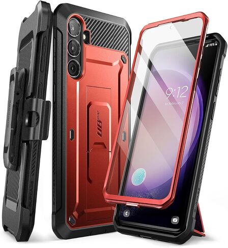 حافظة SUPCASE لهاتف Samsung Galaxy S23 FE مع حامل ومشبك حزام، [Unicorn Beetle Pro] [واقي شاشة مدمج] [حماية من الدرجة العسكرية] حافظة هاتف متينة شديدة التحمل لهاتف Galaxy S23 FE، أسود in Saudi Arabia