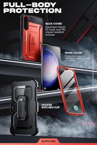حافظة SUPCASE لهاتف Samsung Galaxy S23 FE مع حامل ومشبك حزام، [Unicorn Beetle Pro] [واقي شاشة مدمج] [حماية من الدرجة العسكرية] حافظة هاتف متينة شديدة التحمل لهاتف Galaxy S23 FE، أسود in Saudi Arabia