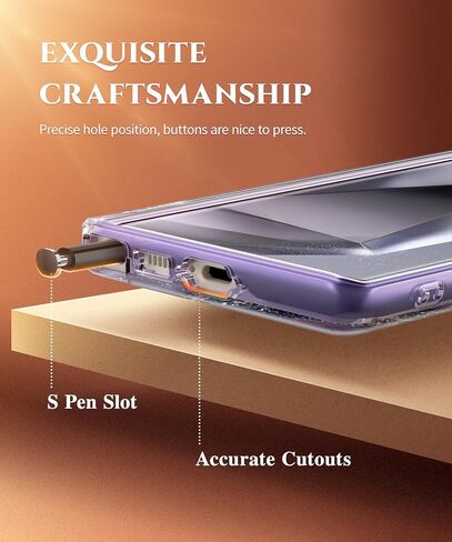 GVIEWIN for Samsung Galaxy S24 Ultra Case, [Slide Camera Cover & Built-in Screen Protector] [2 Front Frame] Military Grade Shockproof Marble Phone Case Cover 6.8" (Quicksand/Purple) in Kuwait