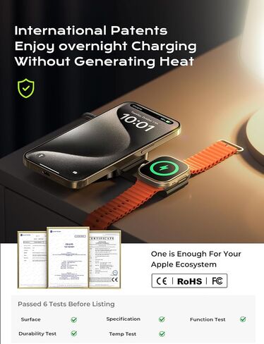 LISEN Wireless Charging Station [15W Super Portable] Magsafe Charger Stand for Apple,Travel Essentials Wireless Charger for iPhone and Watch Airpods Foldable Magsafe Accessories Fit iPhone 15 14 13 in Saudi Arabia