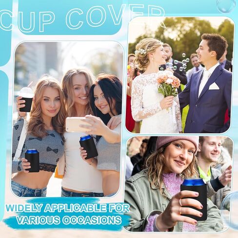 60 Pieces Beer Can Coolers with Sublimation Paper, Heat Tape for Sublimation, PTFE Sheet Foam Sleeves Plain Soft Insulated Blanks for Soda, Beer, Water Bottles, Wedding Favors and Gifts (White) in Saudi Arabia