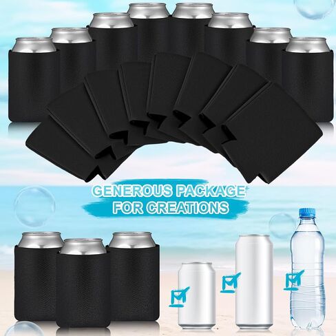 60 Pieces Beer Can Coolers with Sublimation Paper, Heat Tape for Sublimation, PTFE Sheet Foam Sleeves Plain Soft Insulated Blanks for Soda, Beer, Water Bottles, Wedding Favors and Gifts (White) in Saudi Arabia