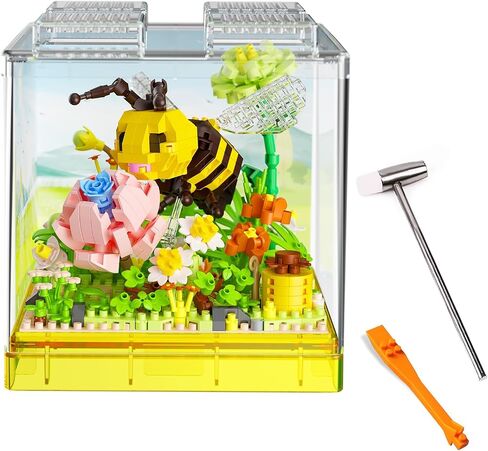 Flower & Insect Bouquets Building Toys - 801 PCS Bee Micro Building Blocks Kit with Dust Cover, Preserved Flower Home Decor Christmas New Year Birthday Great Gift for Mom/Lover/Women (Bee) in Saudi Arabia