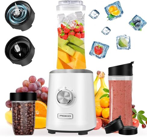 MoKo 700W Smoothie Blender, Personal Blender for Shakes and Smoothies, Retro Countertop Blender and Grinder for Kitchen with 6 Blades,BPA Free, with 2 Speeds and Pulse for Smoothies and Shakes, White in Saudi Arabia