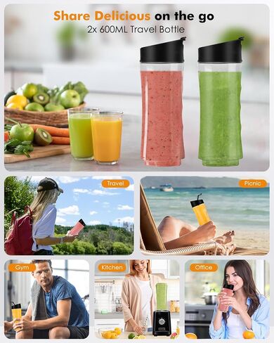 MoKo 700W Smoothie Blender, Personal Blender for Shakes and Smoothies, Retro Countertop Blender and Grinder for Kitchen with 6 Blades,BPA Free, with 2 Speeds and Pulse for Smoothies and Shakes, White in Saudi Arabia