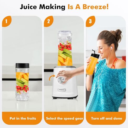 MoKo 700W Smoothie Blender, Personal Blender for Shakes and Smoothies, Retro Countertop Blender and Grinder for Kitchen with 6 Blades,BPA Free, with 2 Speeds and Pulse for Smoothies and Shakes, White in Saudi Arabia