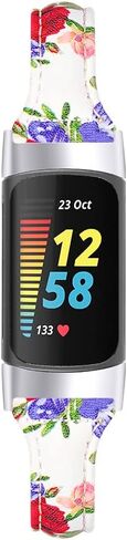 FitTurn WatchBand متوافق مع Fitbit Charge 6/Charge 5 حزام جلدي ضيق فاخر من الجلد الطبيعي بديل حزام المعصم الرياضي للرجال والنساء ملحقات الفرقة لتعقب Charge 6/Charge 5 in Kuwait