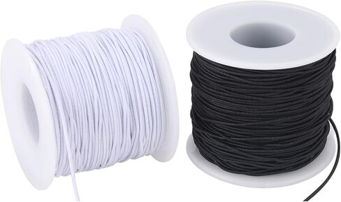 Stretchy String for Bracelets, 2 Rolls 0.8mm,1 mm,1.2mm,1.5mm,330 Feet Sturdy Elastic String Cord for Jewelry Making, Necklaces, Beading and Crafts (White Black (1.0mm)) in Saudi Arabia