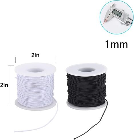 Stretchy String for Bracelets, 2 Rolls 0.8mm,1 mm,1.2mm,1.5mm,330 Feet Sturdy Elastic String Cord for Jewelry Making, Necklaces, Beading and Crafts (White Black (1.0mm)) in Saudi Arabia