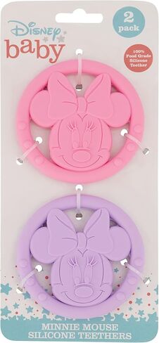 مجموعة ألعاب التسنين المصنوعة من السيليكون من Cudlie Disney للرضع، عضاضات من الفئة الغذائية وخالية من مادة BPA للأطفال من عمر 6 إلى 12 شهرًا، عبوتان من ألعاب التسنين لحديثي الولادة in Kuwait