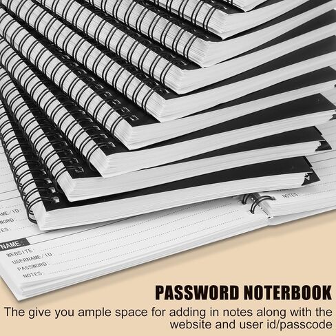 Yeaqee 10 Pieces Spiral Password Keeper Book Bulk with Alphabetical Tabs Password Notebook Internet Address and Password Organizer Logbook for Office Website Logins, Black (80 Lined Pages, 6 x 7 In) in Saudi Arabia