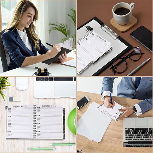 Yeaqee 10 Pieces Spiral Password Keeper Book Bulk with Alphabetical Tabs Password Notebook Internet Address and Password Organizer Logbook for Office Website Logins, Black (80 Lined Pages, 6 x 7 In) in Saudi Arabia