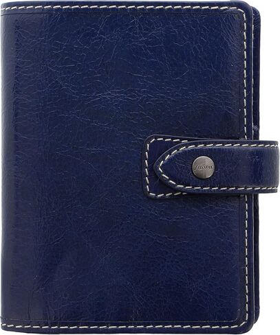 منظم Filofax Malden، حجم الجيب، أزرق داكن - لمس، جلد الجاموس المحبب بالكامل، ست حلقات، مع مذكرات تقويم أسبوعية لعرضها، متعدد اللغات، 2024 (C028615-24) in Saudi Arabia