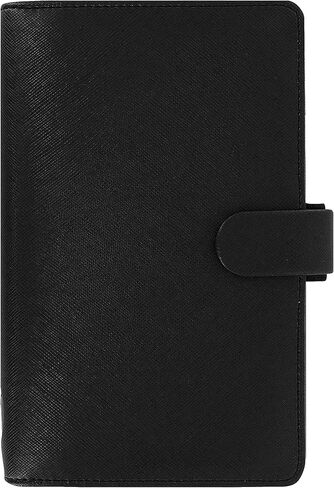 منظم Filofax Saffiano، حجم شخصي صغير، أسود - محبب متقاطع، مظهر جلدي، ست حلقات، مذكرات تقويم أسبوعية للعرض، متعدد اللغات، 2024 (C022469-24) in Saudi Arabia