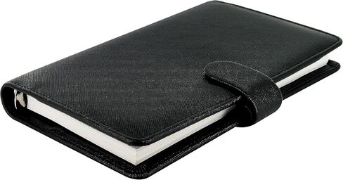 منظم Filofax Saffiano، حجم شخصي صغير، أسود - محبب متقاطع، مظهر جلدي، ست حلقات، مذكرات تقويم أسبوعية للعرض، متعدد اللغات، 2024 (C022469-24) in Saudi Arabia