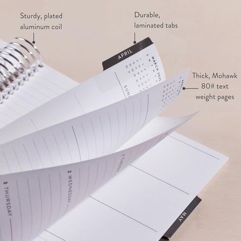 Erin Condren 7x9 Coiled Dated Focused Planner (July 2024 - June 2025) - Blue Stripe Vegan Leather Cover, Weekly Layout, Platinum Coil in Saudi Arabia