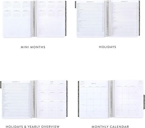Erin Condren 7x9 Coiled Dated Focused Planner (July 2024 - June 2025) - Blue Stripe Vegan Leather Cover, Weekly Layout, Platinum Coil in Saudi Arabia