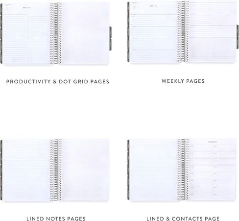 Erin Condren 7x9 Coiled Dated Focused Planner (July 2024 - June 2025) - Blue Stripe Vegan Leather Cover, Weekly Layout, Platinum Coil in Saudi Arabia