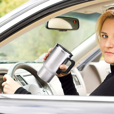 GOTOTOP Car Heating Cup 12V 450ML Electric Car Kettle Portable Stainless Steel Cigarette Lighter Heating Drinking Cup Heated Travel Mug Electric Travel Thermoses for Heating Water Coffee Milk Tea in Saudi Arabia