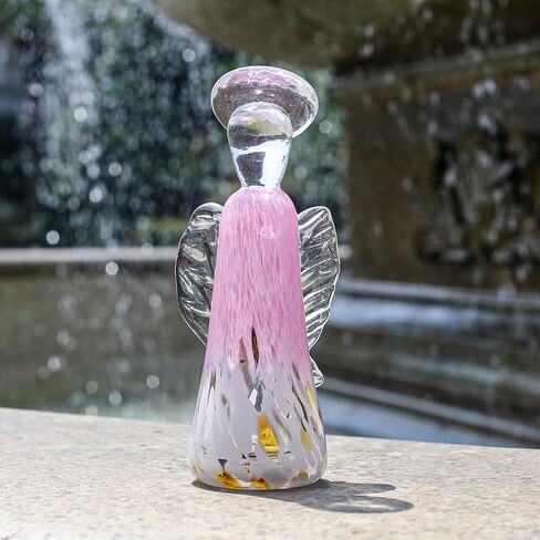 LONGWIN الوردي كريستال الجارديان الملاك التماثيل اليد الزجاج المنفوخ تمثال الملاك ثقالة الورق تحصيل التماثيل الملاك الهدايا للنساء فن الزجاج ديكور المنزل in Kuwait
