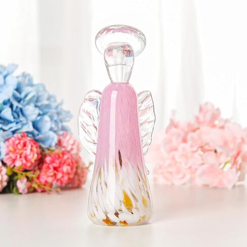 LONGWIN الوردي كريستال الجارديان الملاك التماثيل اليد الزجاج المنفوخ تمثال الملاك ثقالة الورق تحصيل التماثيل الملاك الهدايا للنساء فن الزجاج ديكور المنزل in Kuwait