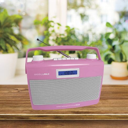 HANNLOMAX HX-500R Portable AM/FM Radio, Bluetooth, USB Port for MP3 Playback, Aux-in, AC/DC Dual Power Source. (Pink) in Saudi Arabia