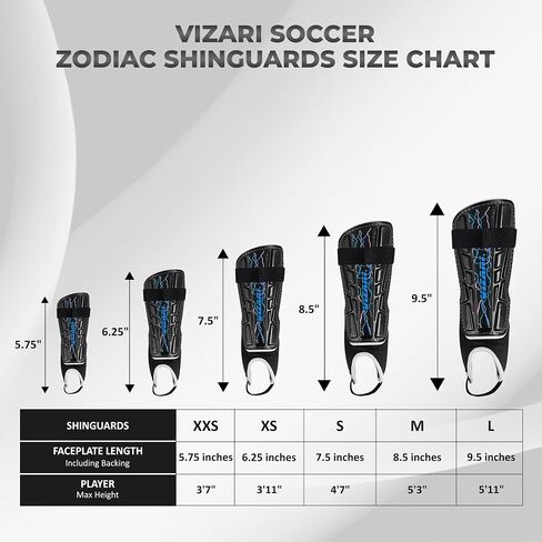Vizari Zodiac Soccer Shin Guards | Lightweight & Durable PP Shell | Detachable Ankle Protection | Youth Soccer Shin Guards | Soccer Equipments in Saudi Arabia