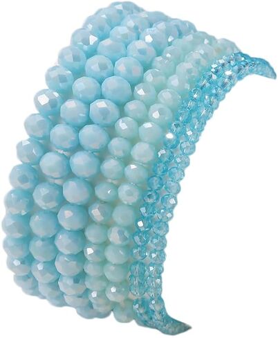 COLORFUL BLING Bohemian Stackable Bead Bracelets Set for Women Layered Multicolor Stretch Beaded Stacking Strand Wrap Bracelets Shiny Crystal Statement Jewelry-light blue in Saudi Arabia