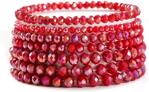 COLORFUL BLING Bohemian Stackable Bead Bracelets Set for Women Layered Multicolor Stretch Beaded Stacking Strand Wrap Bracelets Shiny Crystal Statement Jewelry-light blue in Saudi Arabia