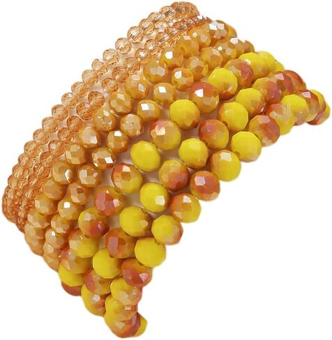 COLORFUL BLING Bohemian Stackable Bead Bracelets Set for Women Layered Multicolor Stretch Beaded Stacking Strand Wrap Bracelets Shiny Crystal Statement Jewelry-light blue in Saudi Arabia
