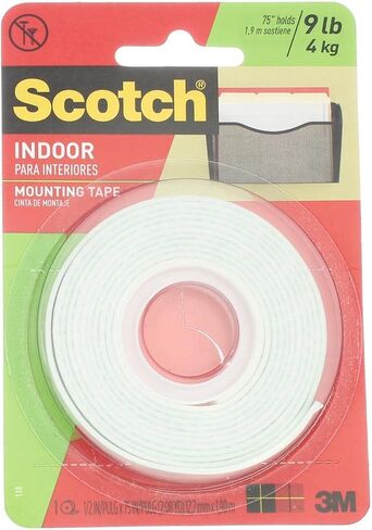 Scotch Indoor Mounting Tape, White, 0.5 in x 75 in (Pack of 4) in Saudi Arabia