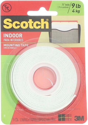 Scotch Indoor Mounting Tape, White, 0.5 in x 75 in (Pack of 4) in Saudi Arabia
