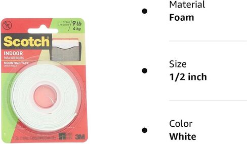 Scotch Indoor Mounting Tape, White, 0.5 in x 75 in (Pack of 4) in Saudi Arabia