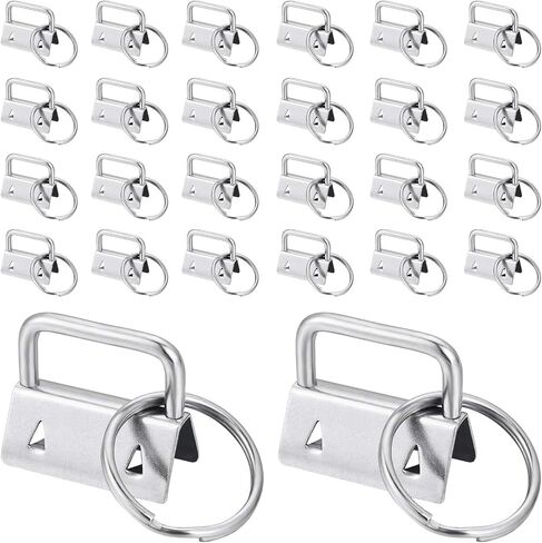 Dveda 100 Pcs 1 Inch Key Fob Hardware, Metal Keychain Wristlet with Keyrings, Wristlet Keychains for Women Men for Bags, Belt, Wallet, Ribbon and Other Hand Craft (Silver) in Saudi Arabia