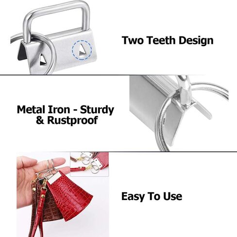 Dveda 100 Pcs 1 Inch Key Fob Hardware, Metal Keychain Wristlet with Keyrings, Wristlet Keychains for Women Men for Bags, Belt, Wallet, Ribbon and Other Hand Craft (Silver) in Saudi Arabia