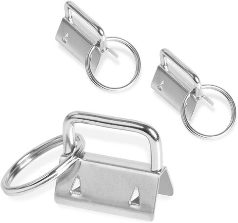 Dveda 100 Pcs 1 Inch Key Fob Hardware, Metal Keychain Wristlet with Keyrings, Wristlet Keychains for Women Men for Bags, Belt, Wallet, Ribbon and Other Hand Craft (Silver) in Saudi Arabia