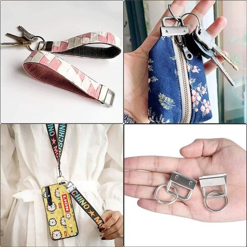 Dveda 100 Pcs 1 Inch Key Fob Hardware, Metal Keychain Wristlet with Keyrings, Wristlet Keychains for Women Men for Bags, Belt, Wallet, Ribbon and Other Hand Craft (Silver) in Saudi Arabia