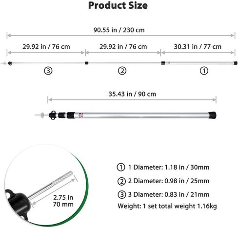 مجموعة GEERTOP مكونة من 2 عمود تصغير قابل للتعديل، أعمدة قماش القنب، قضبان الألومنيوم، أعمدة المظلة المحمولة للتخييم والتنزه وحقيبة الظهر in Kuwait