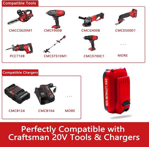 2Pack Replacement for Craftsman 20V Battery 3.5Ah CMCB202-2 V20 Lithium Ion Battery CMCB204 CMCB202 CMCB201, Compatible with V20 Range Power Tools in Saudi Arabia