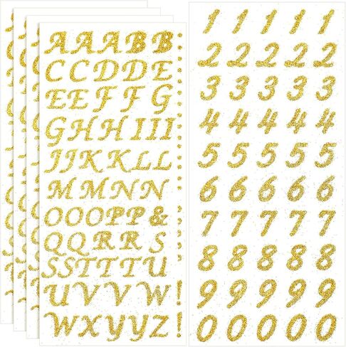 5 Sheets Graduation Cap Stickers Decoration Glitter Alphabet Letter Stickers Self-Adhesive Rhinestone Letter Number Stickers for Grad Cap Craft Decorations (Gold) in Saudi Arabia